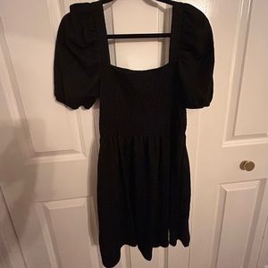 H&M black puff sleeve mini dress
